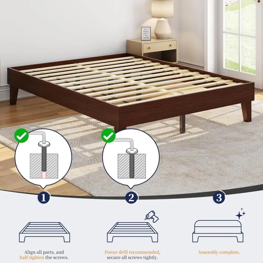 Natural Solid Wood Platform Bed