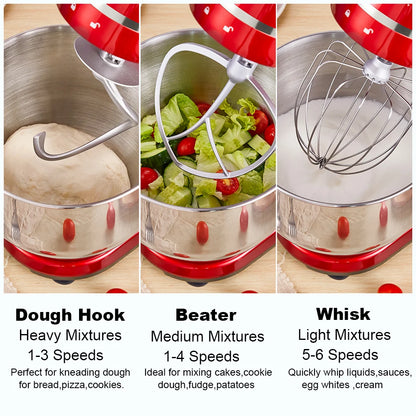 6-Speed Kitchen Stand Mixer with Dough Kneader