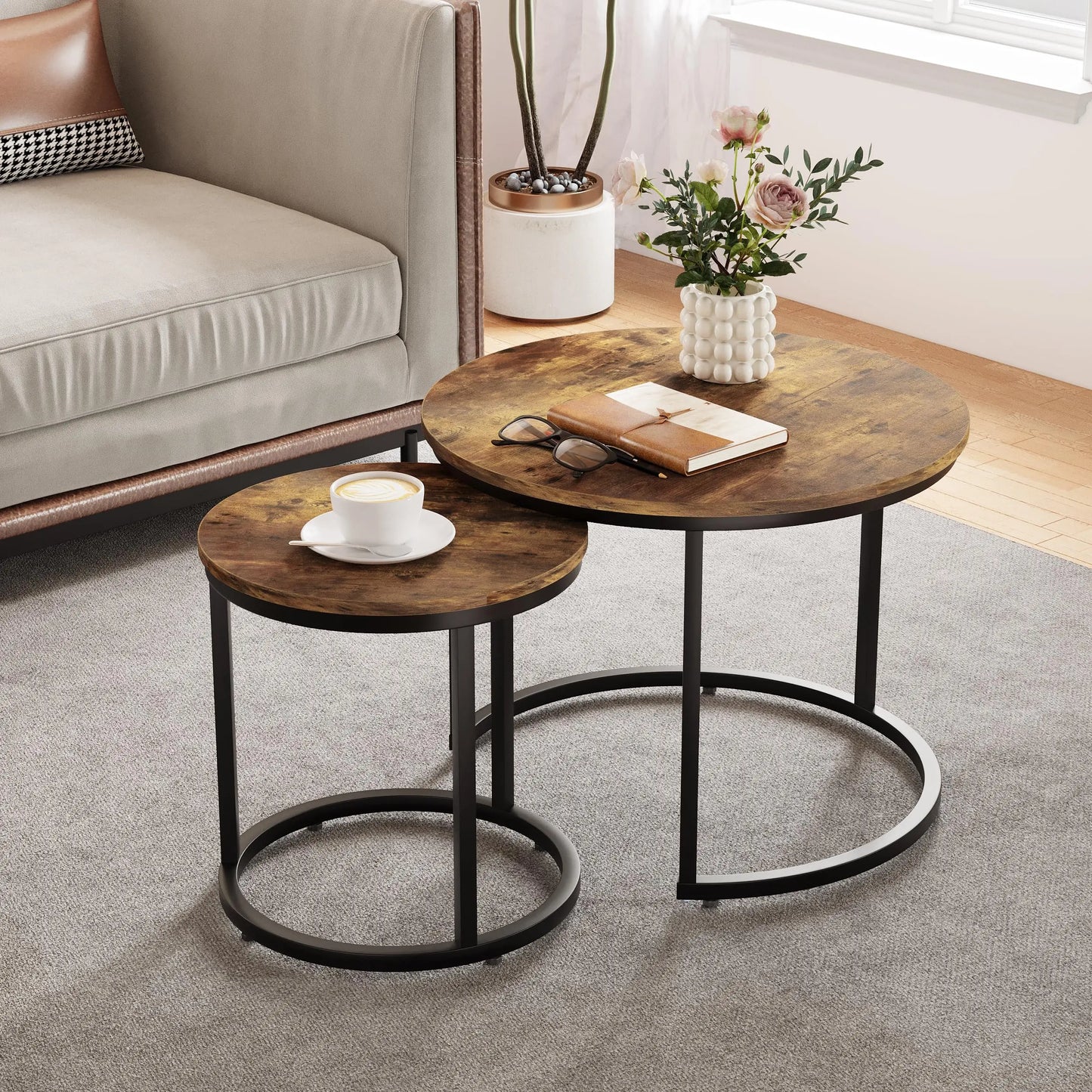 Set Of Two Round Nesting Coffee Tables