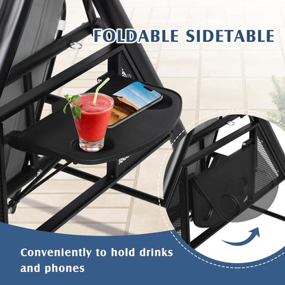 3-Seat Outdoor Porch Swing with Adjustable Canopy