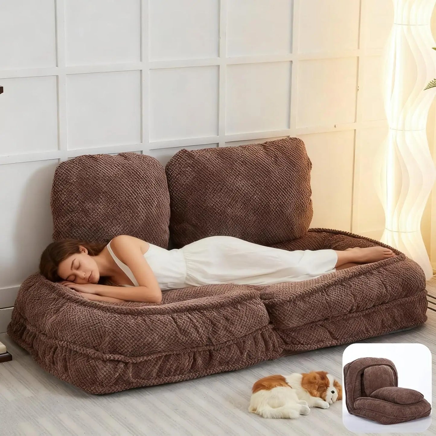 Foldable 5 Positions Adjustable Backrest Sofa Bed