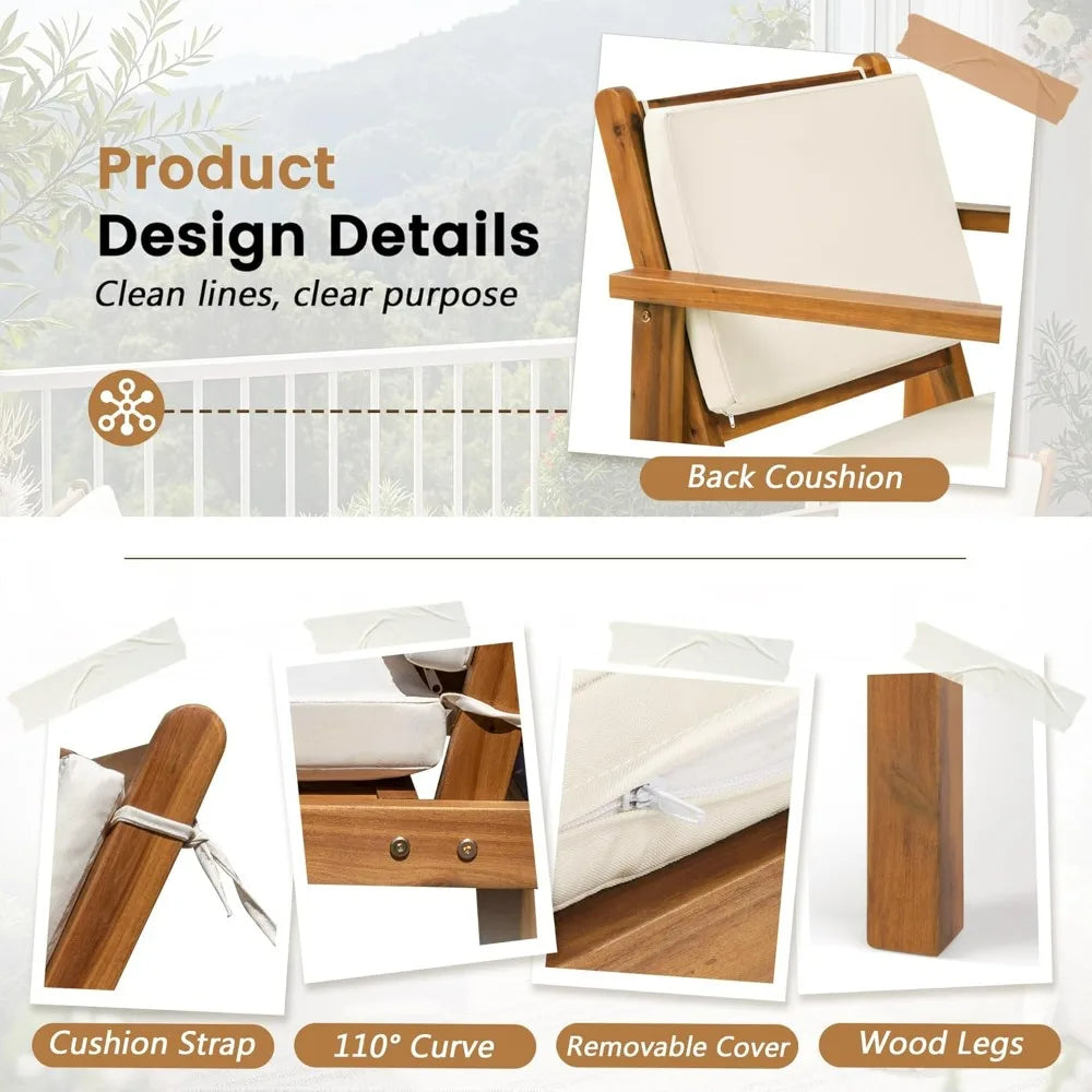 3 Piece Acacia Wood Patio Furniture