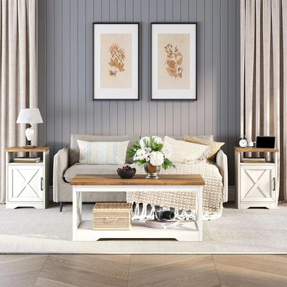3-Piece Farmhouse Living Room Table Sets