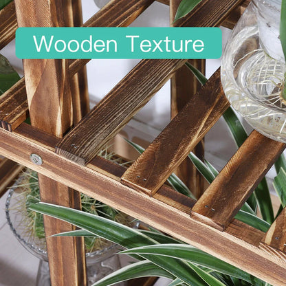 Multi-Layer Wood Plant Stand with Wheels