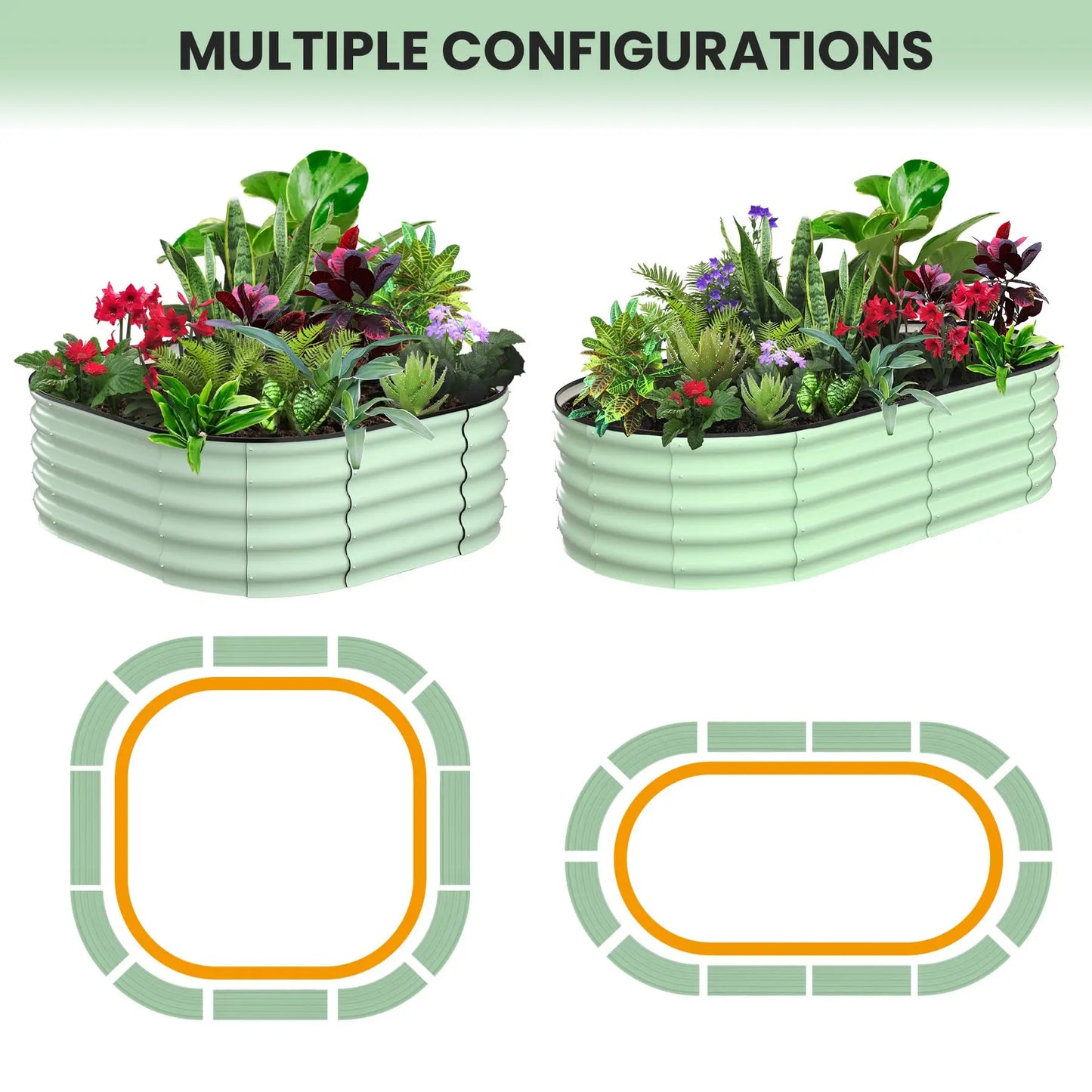 2-Pack Oval Galvanized Raised Garden Bed