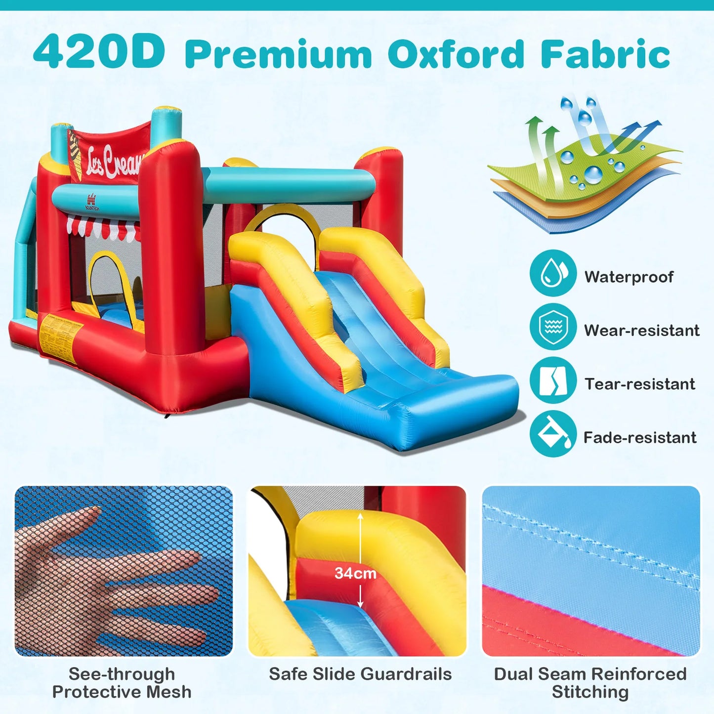 5-in-1 Inflatable Bounce House Blower Not Included