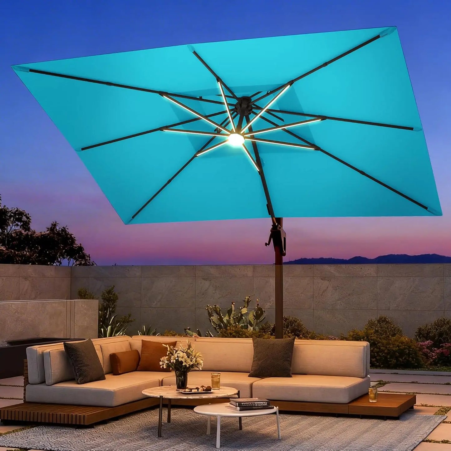 9 X 12 FT Umbrella with Led Lights and Base