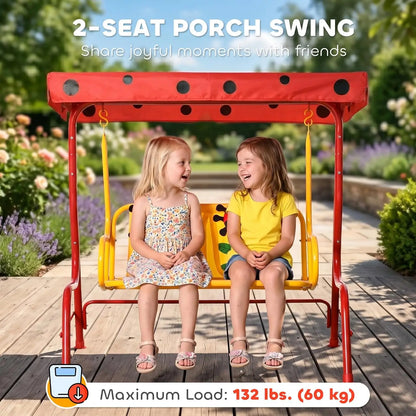 Kids  2-Seater Outdoor Patio Swing with adjustable canopy