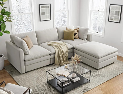 L Shaped Sectional Couch with Ottoman