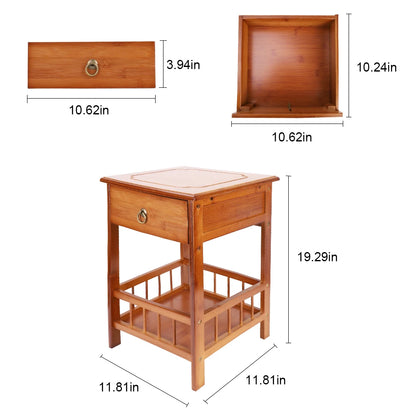 Bamboo Bedside Table  with Drawer