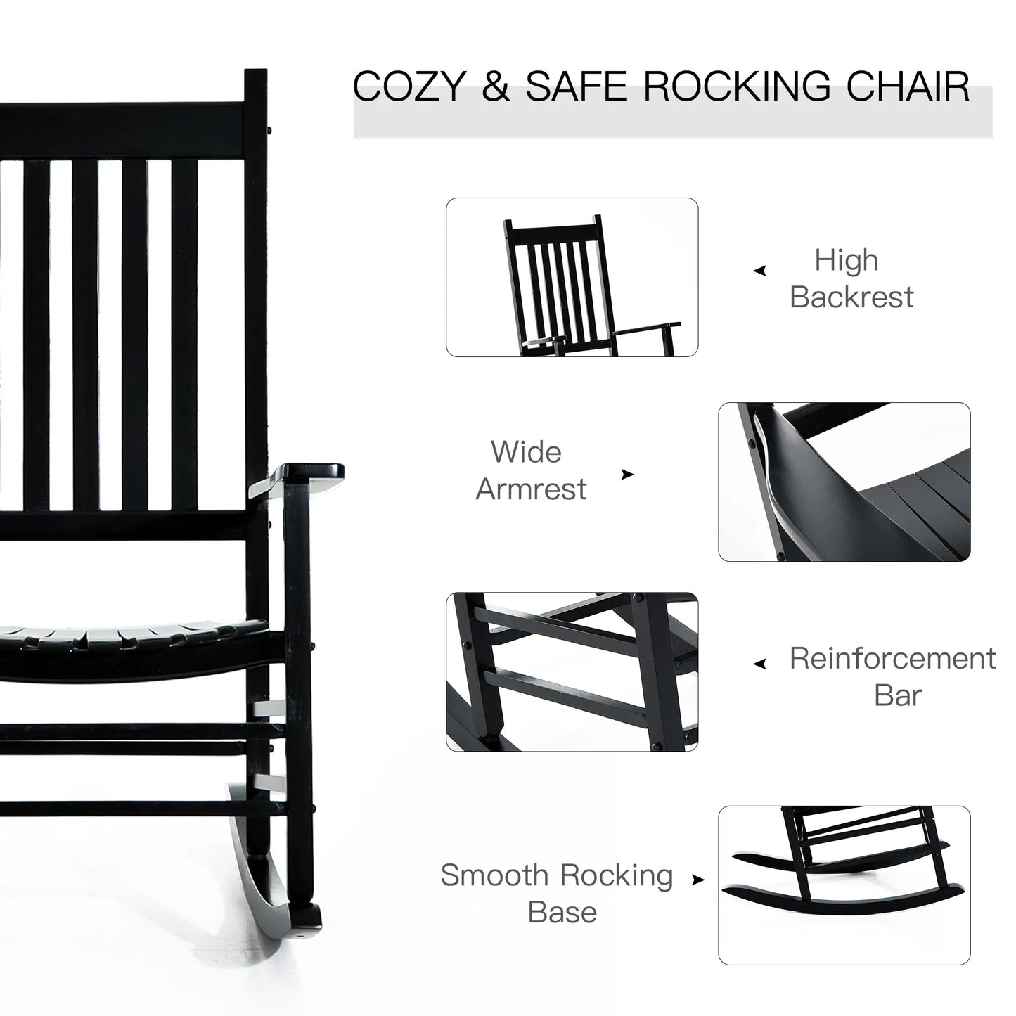 Rustic High Back All Weather Slatted Rocker