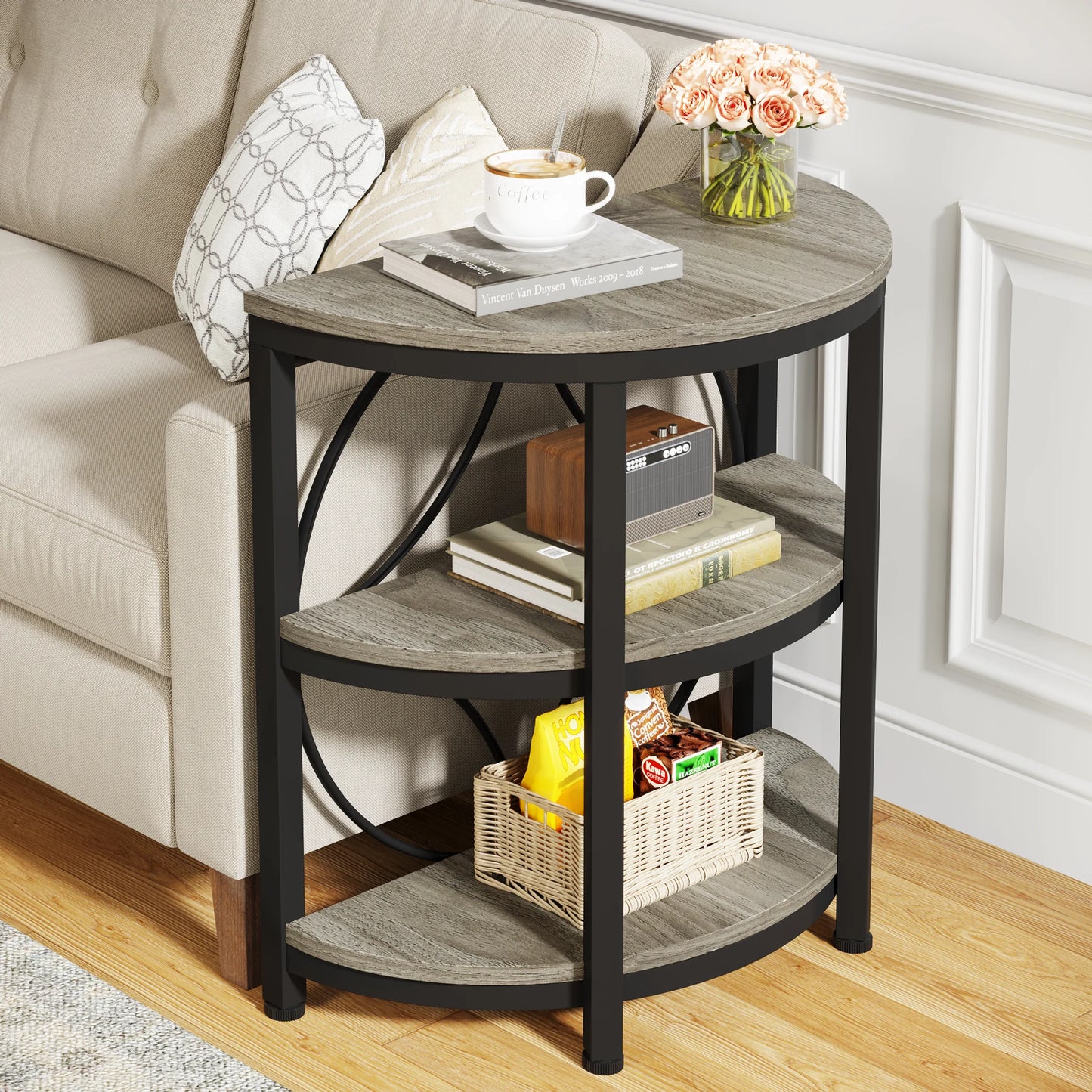 Half Round End Table for Living Room