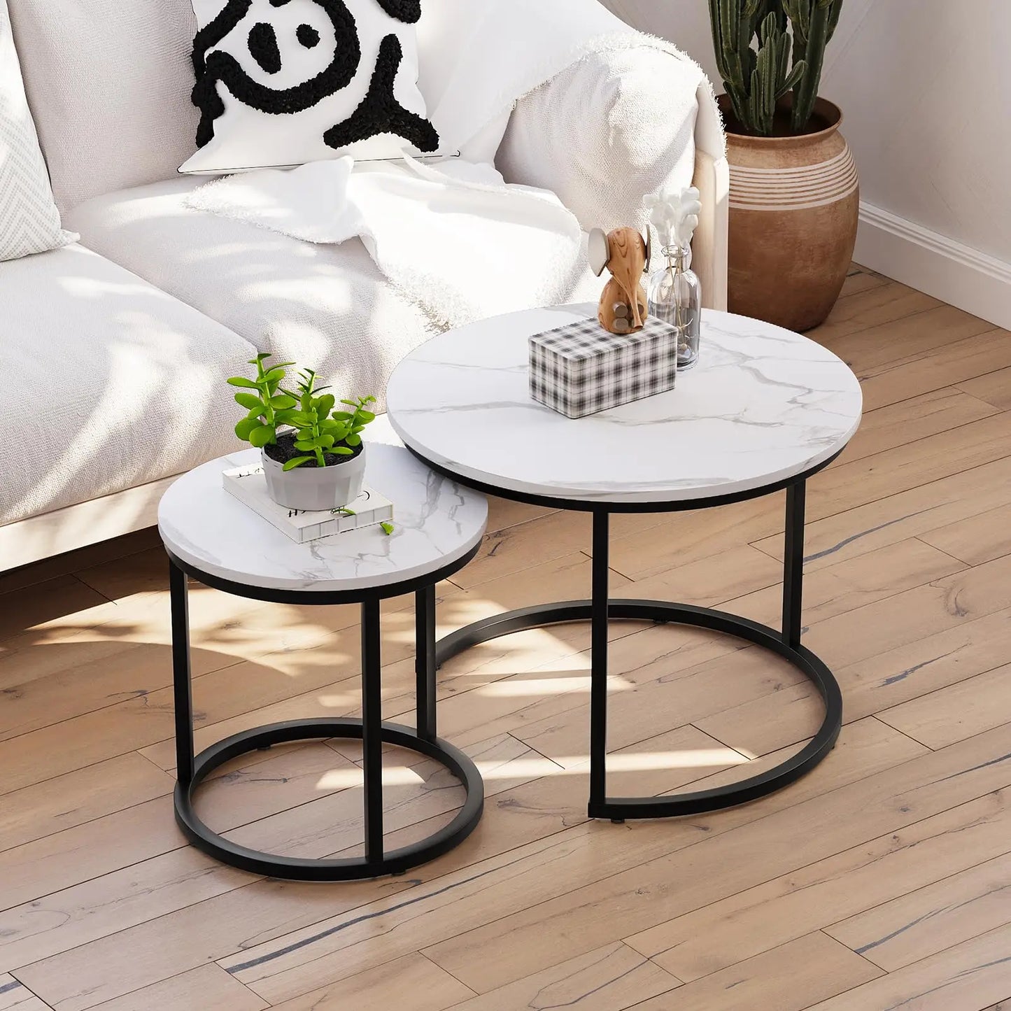 Set Of Two Round Nesting Coffee Tables
