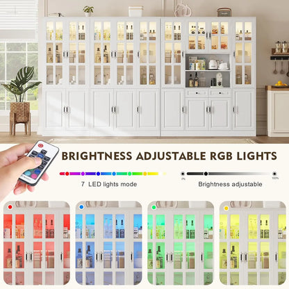 Kitchen Storage Cabinet with LED Lights
