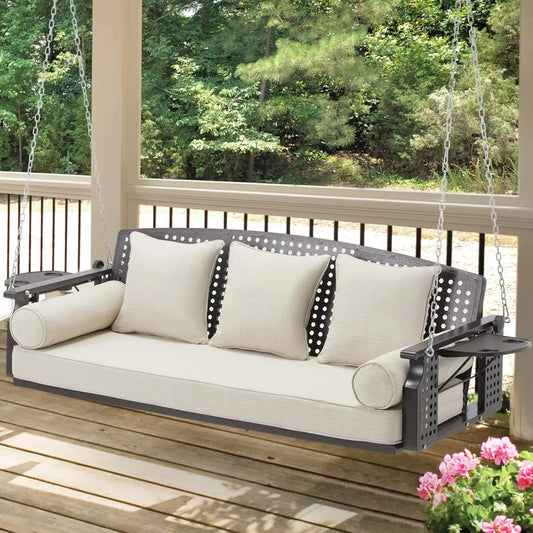 3 Seat Porch Swing with Cup Holders