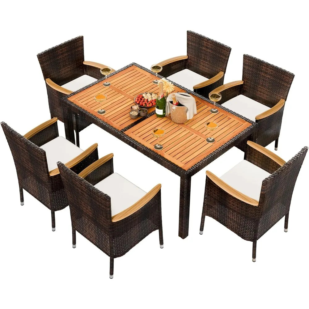 7 Piece Wicker Patio Dining Set