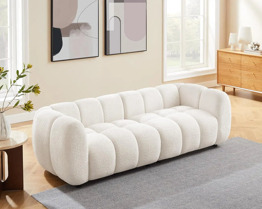 Oversized Tufted Boucle Fabric Deep Seat Sofa