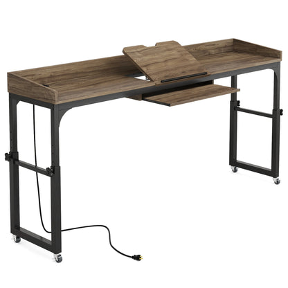 Queen Size Overbed Adjustable Table with Wheels