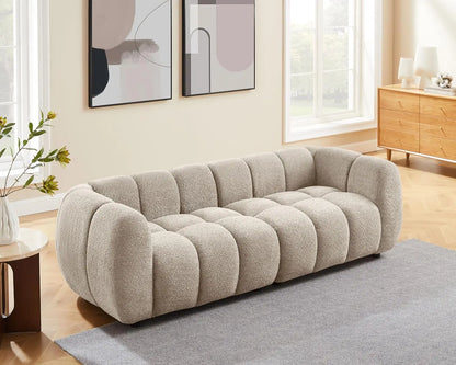 Oversized Tufted Boucle Fabric Deep Seat Sofa