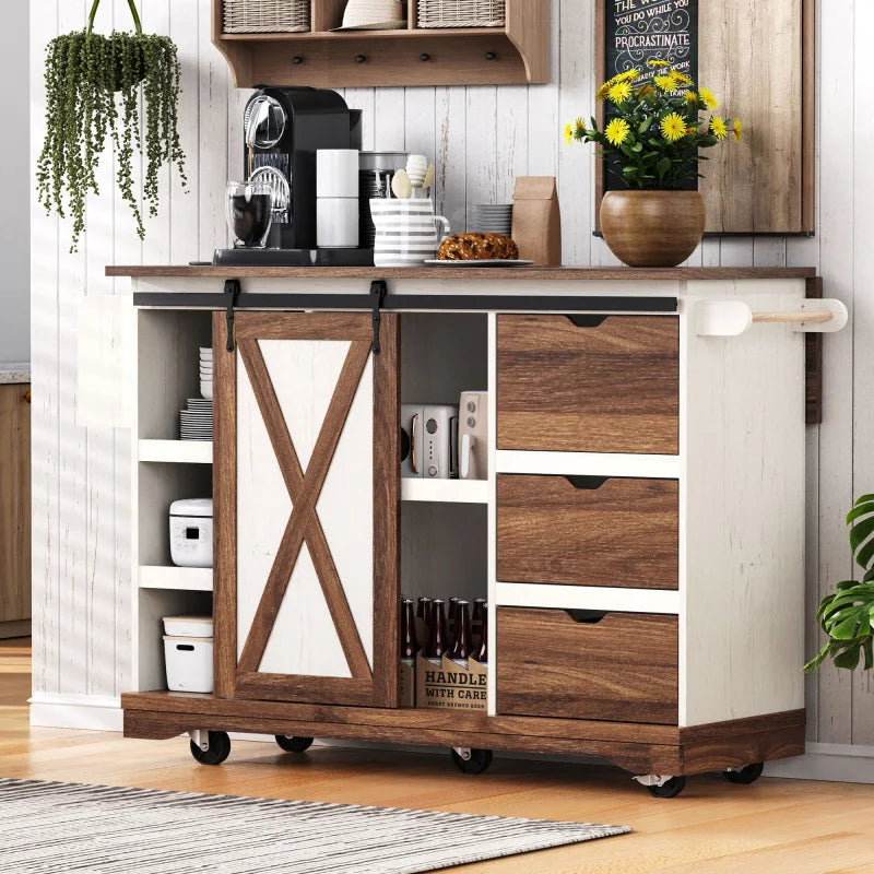 Farmhouse Kitchen Island with Drop Leaf Table
