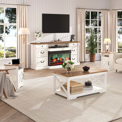 3Piece Farmhouse Living Room Table Set