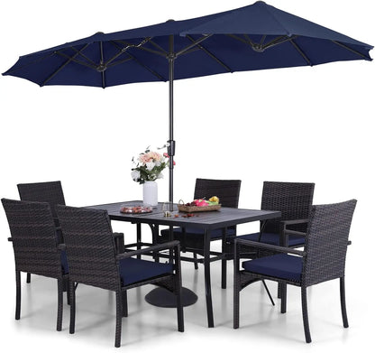 Outdoor Table and 6 Chairs with Umbrella