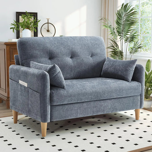 Chenille Loveseat w/ Throw Pillow & Removable Cover