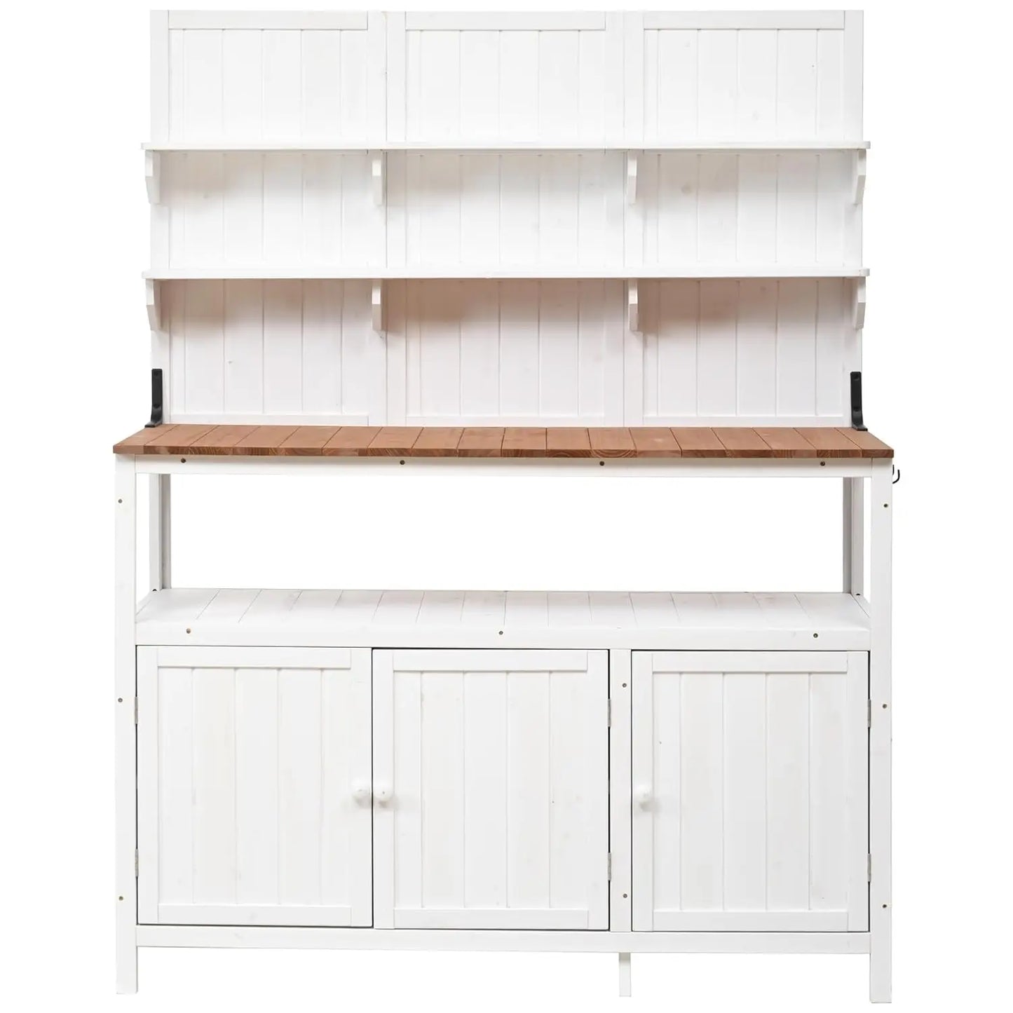 Solid Fir Wood Potting Bench with Hutch