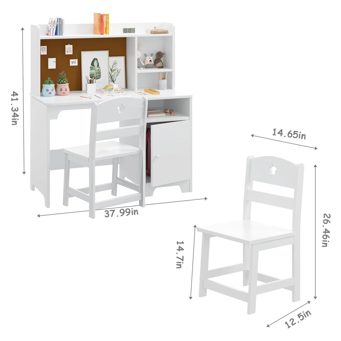 Kids Wooden Desk and Chair Set