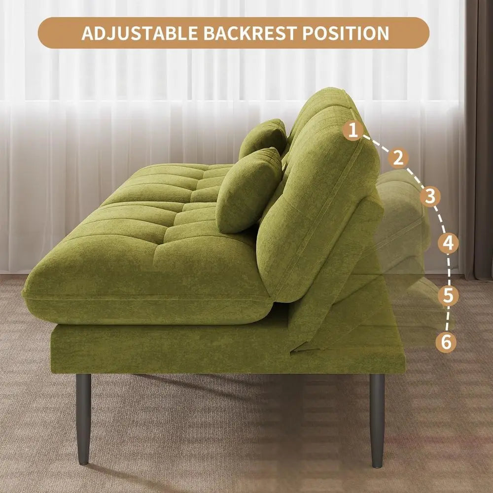 Velvet Sleeper Sofa with Adjustable Backrest