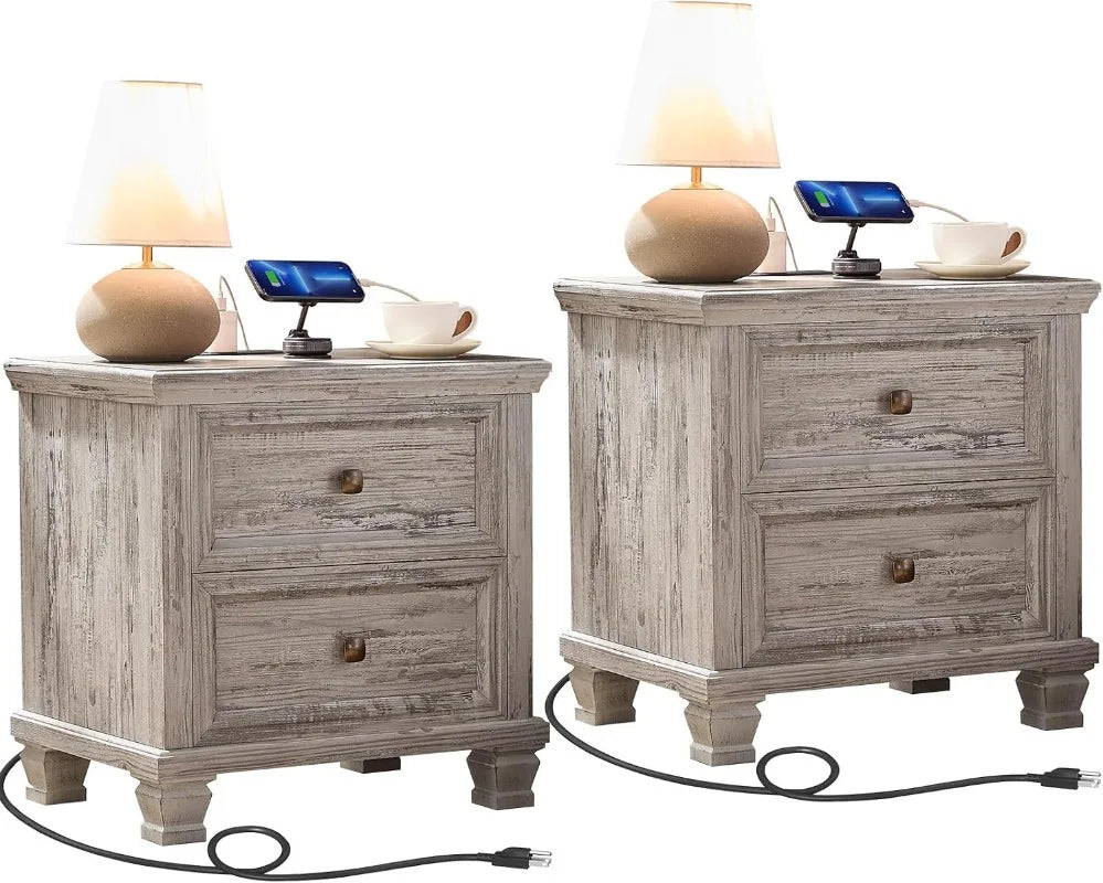 Rustic Vintage  End Table with Wood Legs