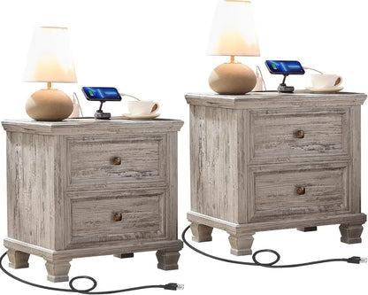 Rustic Vintage  End Table with Wood Legs
