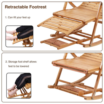 Bamboo Folding Rocking Chair Sun Lounger