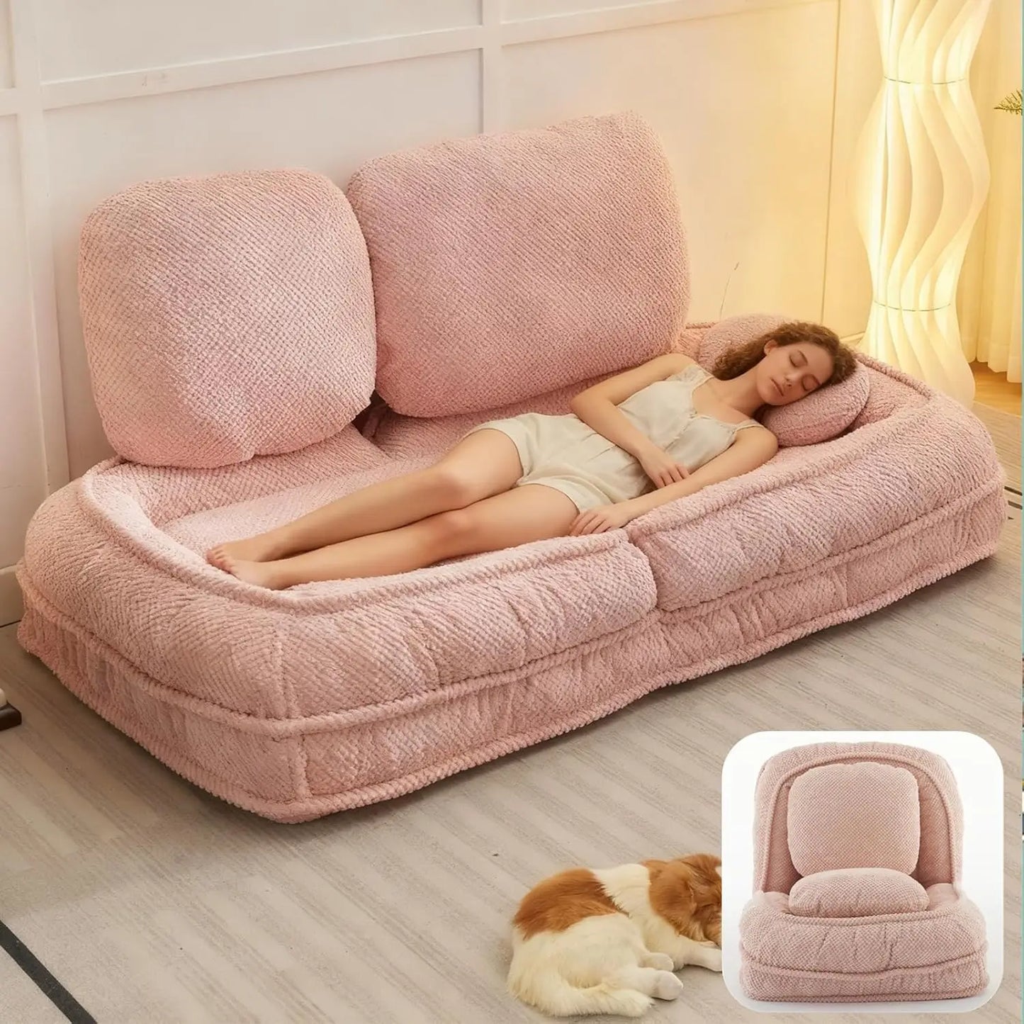 Foldable 5 Positions Adjustable Backrest Sofa Bed