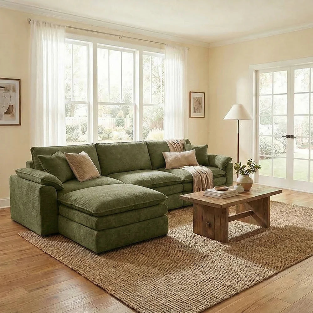 Boneless L-Shape Modular Corduroy Sectional Couch
