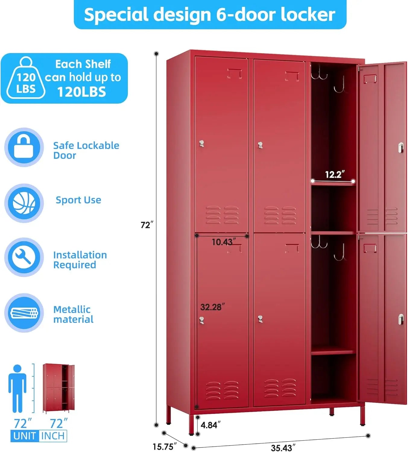 6 Doors Metal Storage Locker
