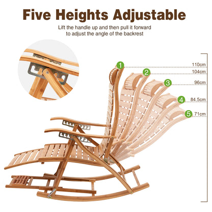 Bamboo Folding Rocking Chair Sun Lounger