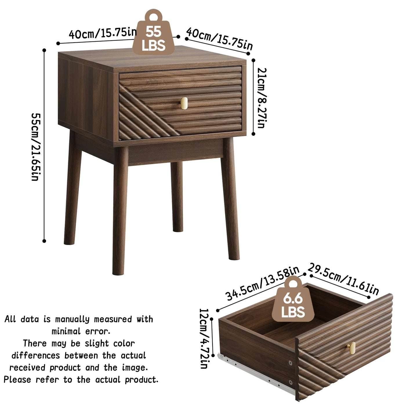 Modern style walnut  bedside table with handle