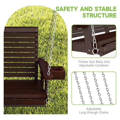 Wooden 2-Seater Hanging  Front Porch Swing