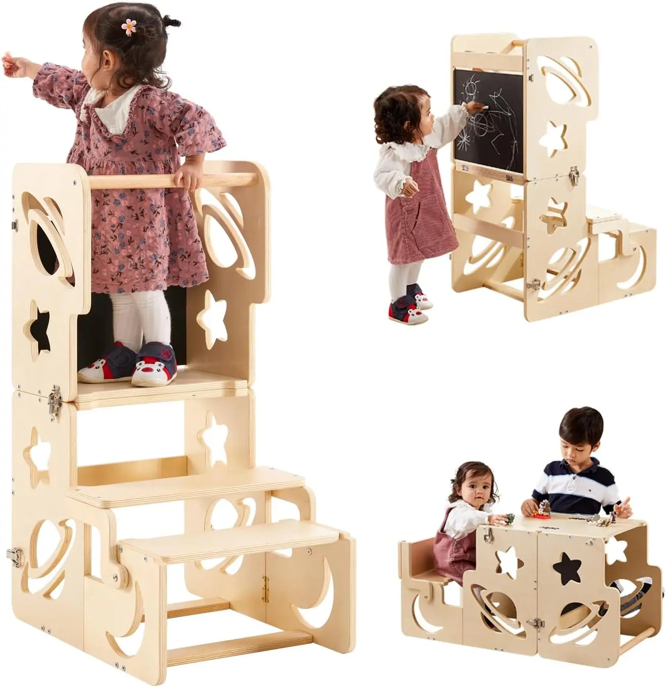 Foldable Toddler Tower with Step Stool