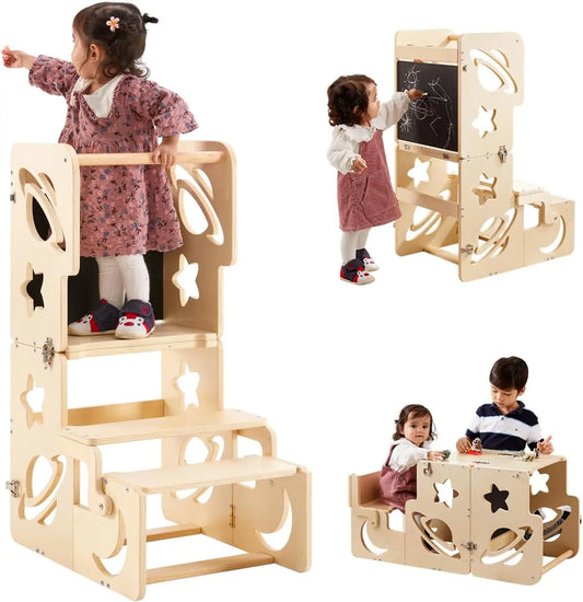Foldable Toddler Tower with Step Stool