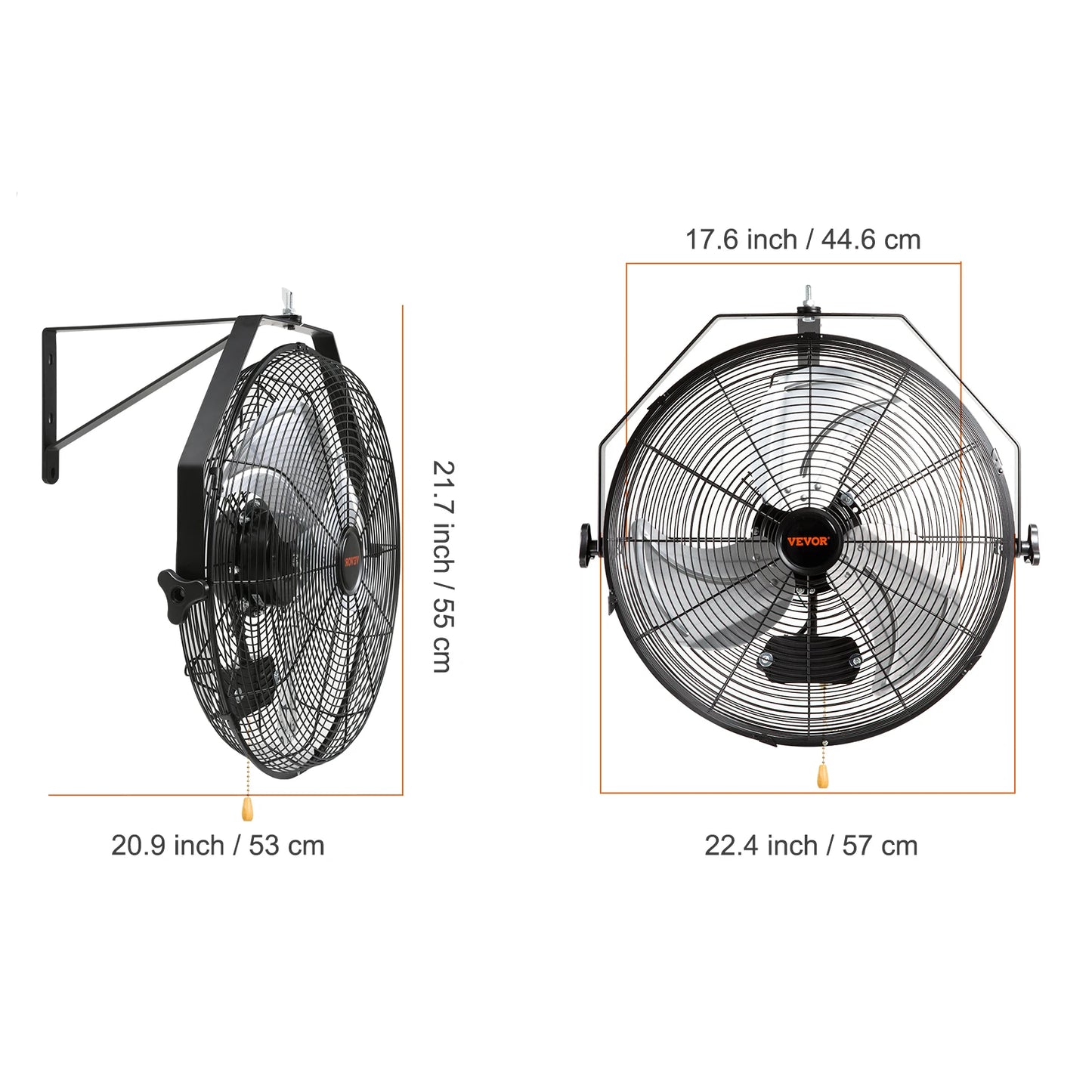 Wall mount high velocity oscillating fan