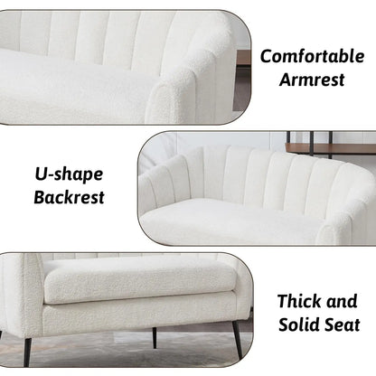 Modern Chenille Small Loveseat Metal Legs