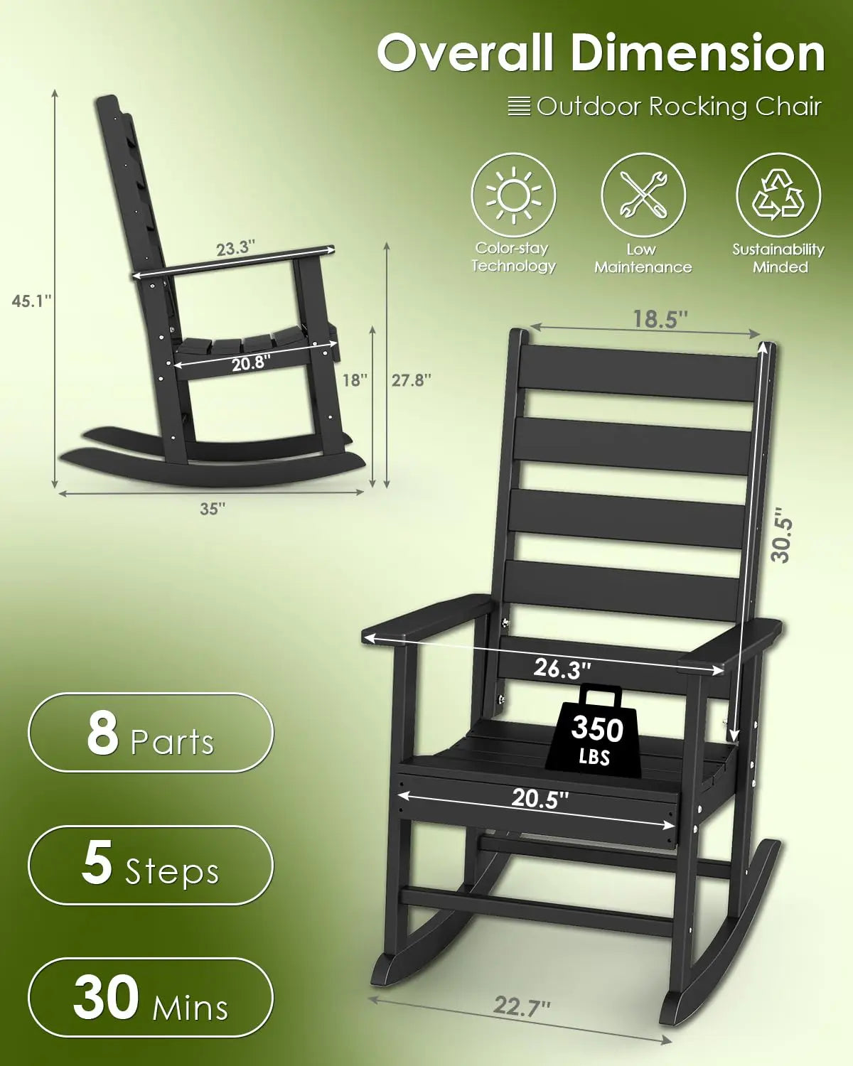 Set-of-2 HDPE Outdoor-Rocking-Chairs