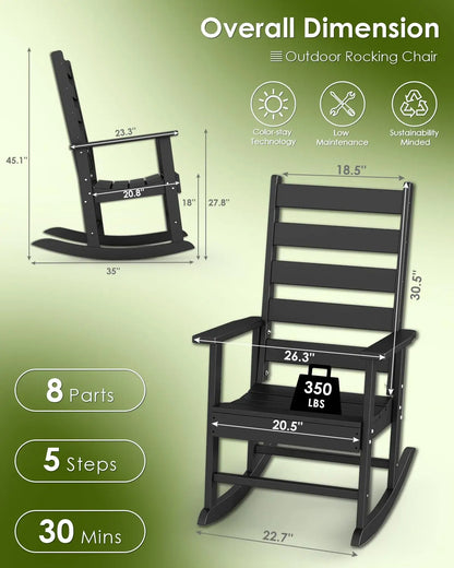 Set-of-2 HDPE Outdoor-Rocking-Chairs