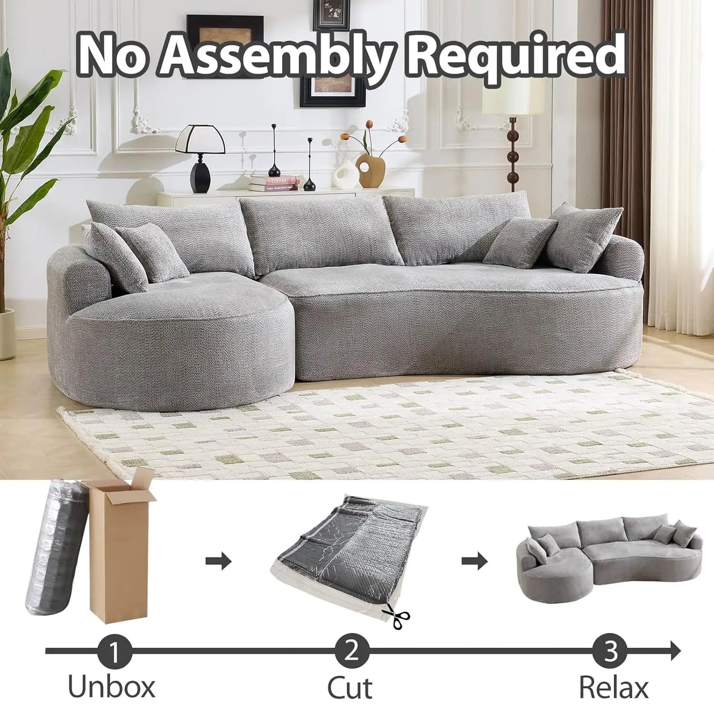 Oversized L-Shaped Boneless Deep Seat Sectional
