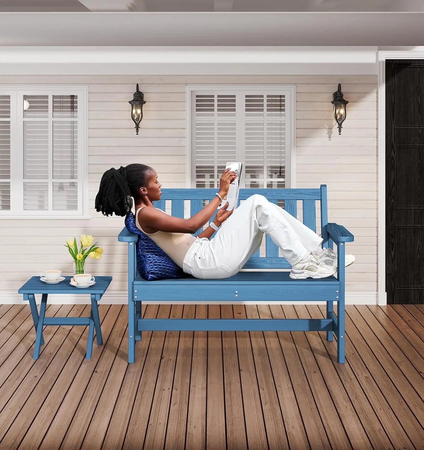 2-Person Outdoor Weatherproof HDPE Garden Bench