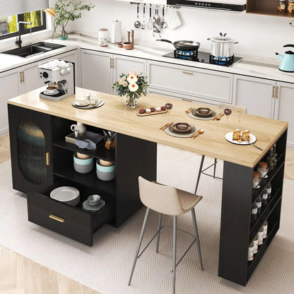 Rolling Kitchen Island Cart with Swivel Table