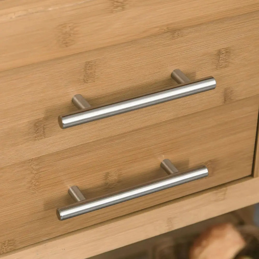 Bamboo Kitchen Island on Wheels with Drawers