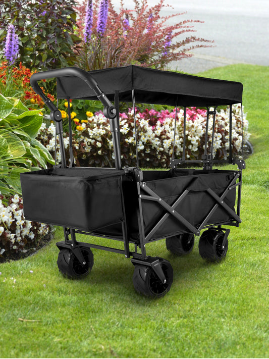 Folding Large Tire Wagon with Removable Canopy